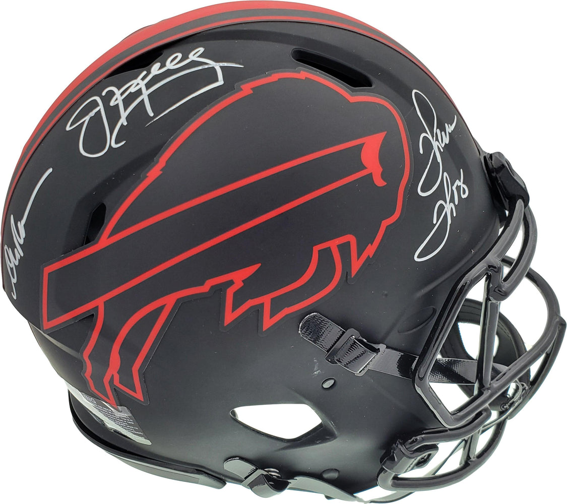 Jim Kelly, Thurman Thomas & Andre Reed Autographed Eclipse Black Buffa — RSA