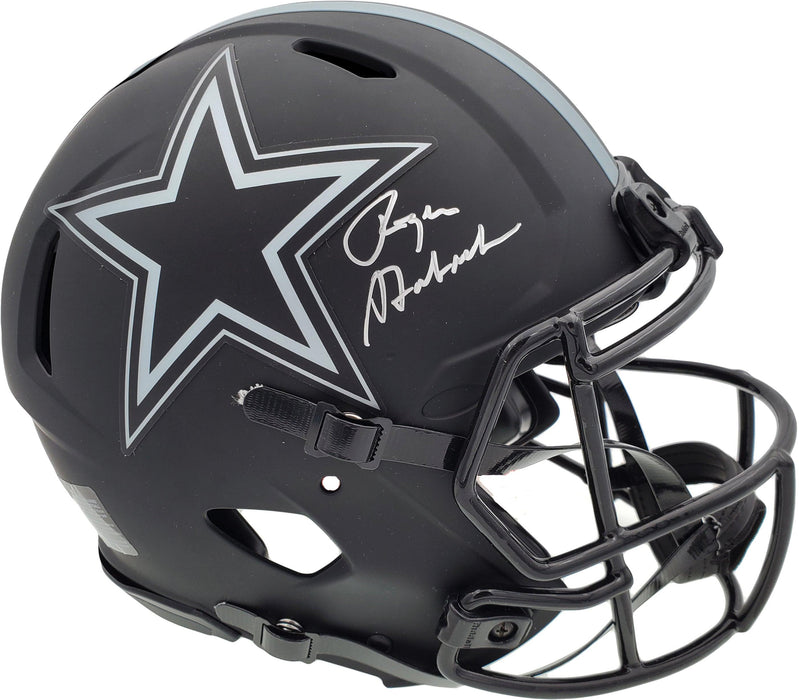 Roger Staubach Autographed Eclipse Black Dallas Cowboys Full Size Authentic Speed Helmet Beckett BAS Stock #185834 - RSA