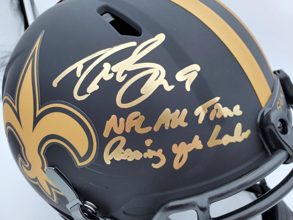 Drew Brees Autographed New Orleans Saints Black Eclipse Full Size Speed Authentic Helmet "NFL All Time Passing Yds Leader" Beckett BAS Stock #185738 - RSA