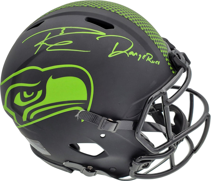 Russell Wilson Autographed Seattle Seahawks Eclipse Black Full Size Speed Authentic Helmet "DangeRuss" LE #/12 RW Holo & Beckett BAS Stock #182293 - RSA