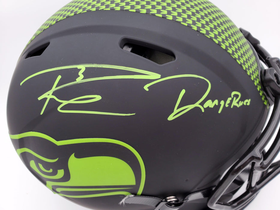 football helmet 2017 seahawks gass Russell Wilson Autographed Seattle Seahawks Eclipse Black Full Size Sp — RSA
