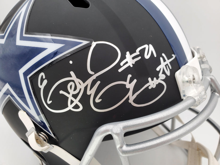 Ezekiel Elliott Autographed Dallas Cowboys Matte Black Full Size Speed Replica Helmet Beckett BAS Stock #146377 - RSA