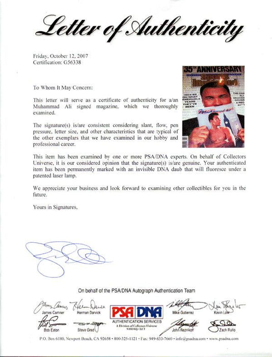 Muhammad Ali Autographed Sports Illustrated Magazine Vintage PSA/DNA #G56338 - RSA