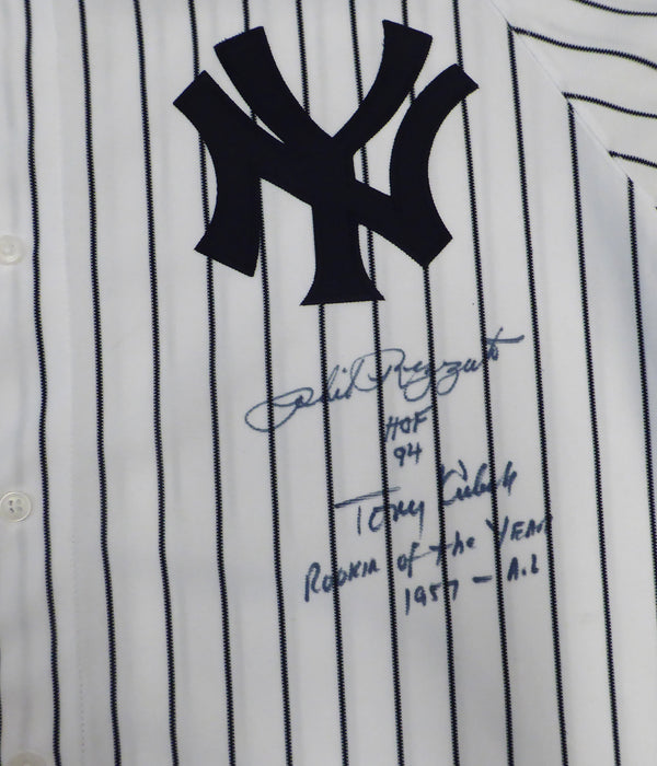 New York Yankees Phil Rizzuto & Tony Kubek Autographed White Russell Jersey Size XL "HOF 94" & "Rookie Of The Year 1957 - AL" Beckett BAS QR #BJ04164