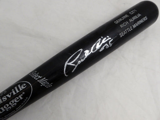 Rich Aurilia Autographed Black Louisville Slugger C271 Game Used Bat Seattle Mariners Cracked SKU #214065
