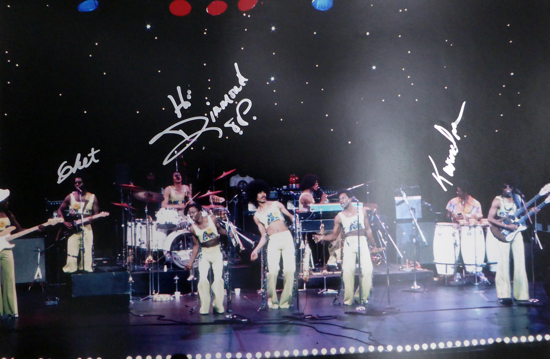 James "Diamond" Williams, Clarence "Chet" Willis & Robert "Kuumba" Jones Autographed 12x18 Photo The Ohio Players (Smudged) SKU #214119
