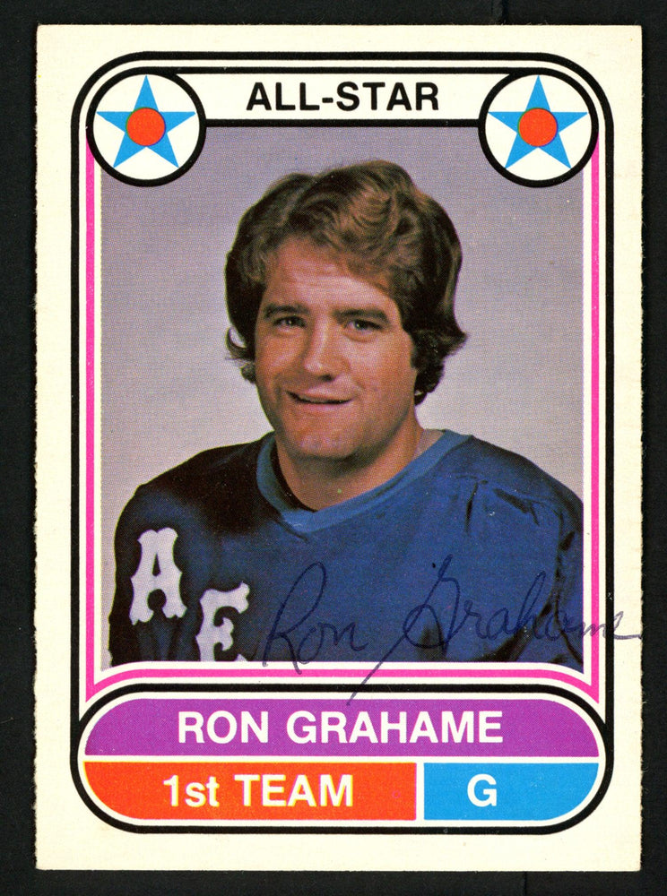 Ron Grahame Autographed 1975-76 WHA O-Pee-Chee Rookie Card #61 Houston Aeros SKU #151414 - RSA