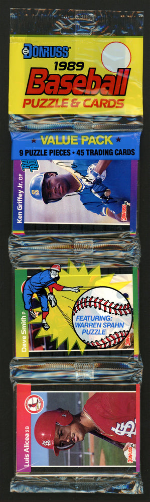 Ken Griffey Jr. Autographed 1989 Donruss Baseball Sealed Rack Pack Rookie Card #33 Seattle Mariners Vintage Beckett BAS #A31381 - RSA