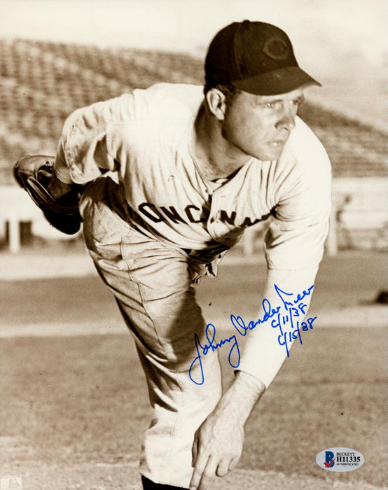 Johnny Vander Meer Autographed 8x10 Photo Back To Back No Hitters "6/11/38 & 6/15/38" Beckett BAS Stock #149535 - RSA