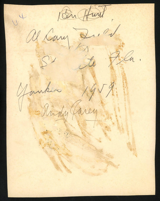 Andy Carey Autographed 7.5x9.5 Photo New York Yankees "My Best Regards, Sincerely" Vintage Beckett BAS #H44465 - RSA