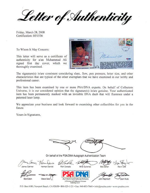 Muhammad Ali Autographed First Day Cover Vintage PSA/DNA #H51536 - RSA