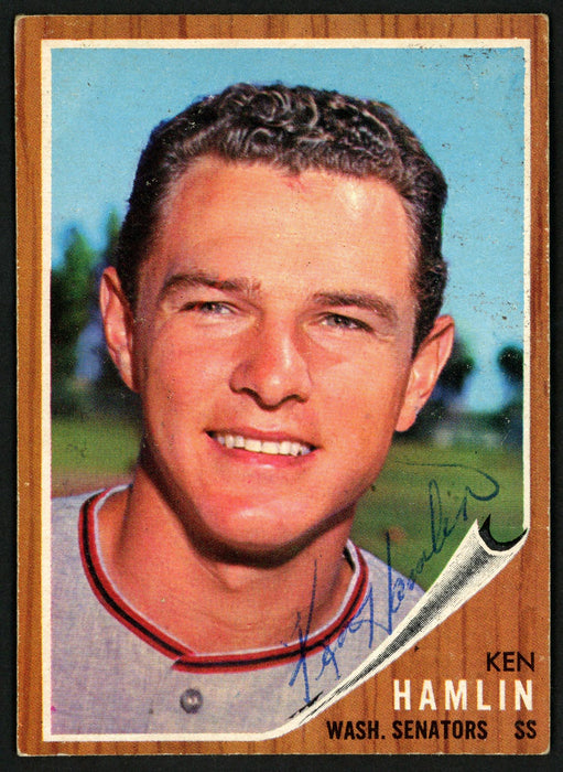 Ken Hamlin Autographed 1962 Topps Card #296 Washington Senators SKU #149691 - RSA