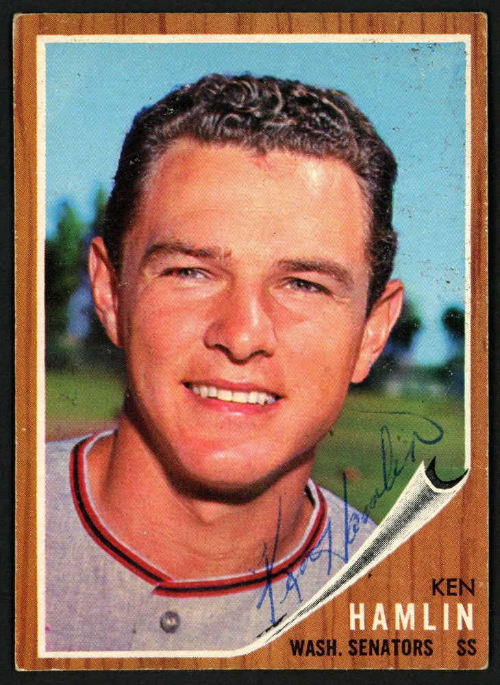 Ken Hamlin Autographed 1962 Topps Card #296 Washington Senators SKU #149691 - RSA