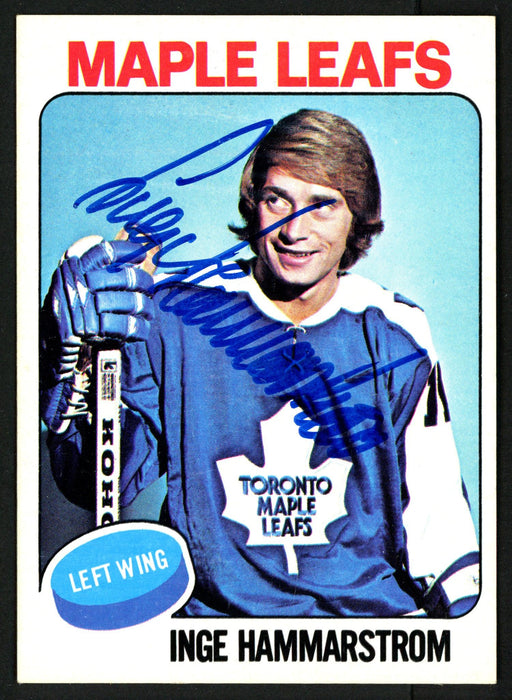Inge Hammarstrom Autographed 1975-76 Topps Card #168 Toronto Maple Leafs SKU #149954 - RSA
