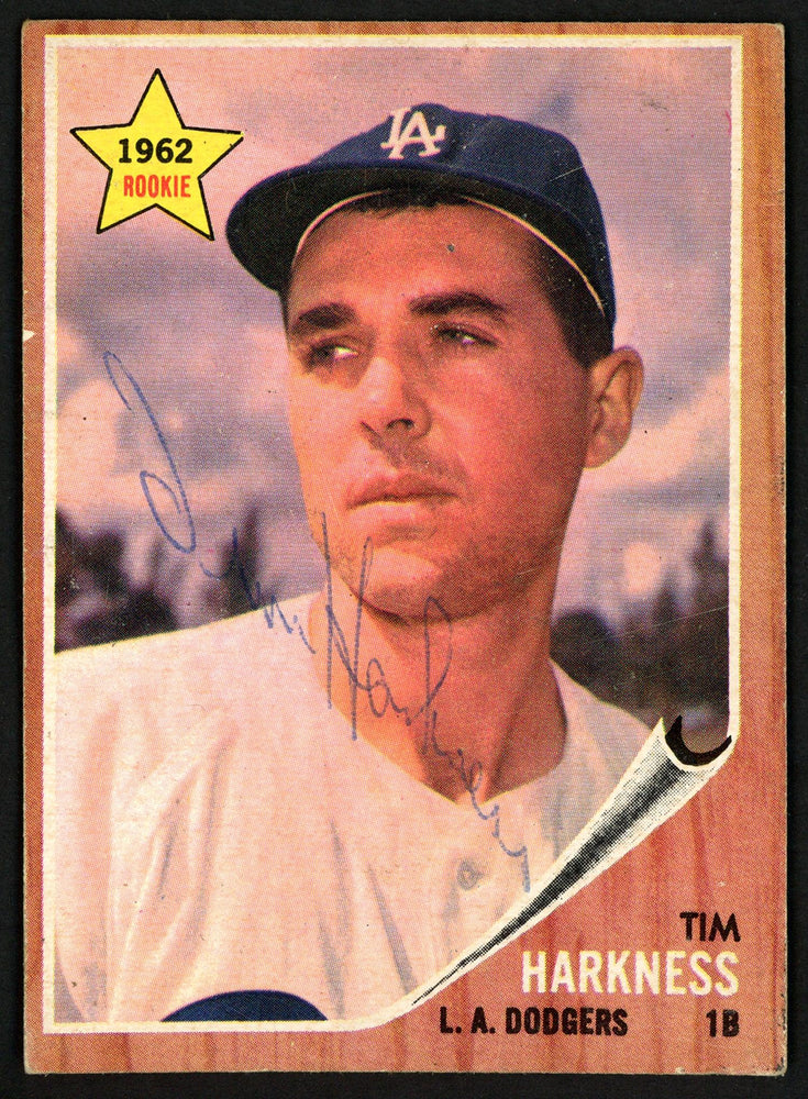 Tim Harkness Autographed 1962 Topps Rookie Card #404 Los Angeles Dodgers SKU #149716 - RSA