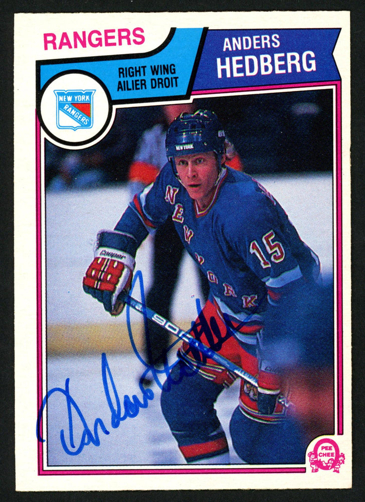 Anders Hedberg Autographed 1983-84 O-Pee-Chee Card #245 New York Rangers SKU #150236 - RSA