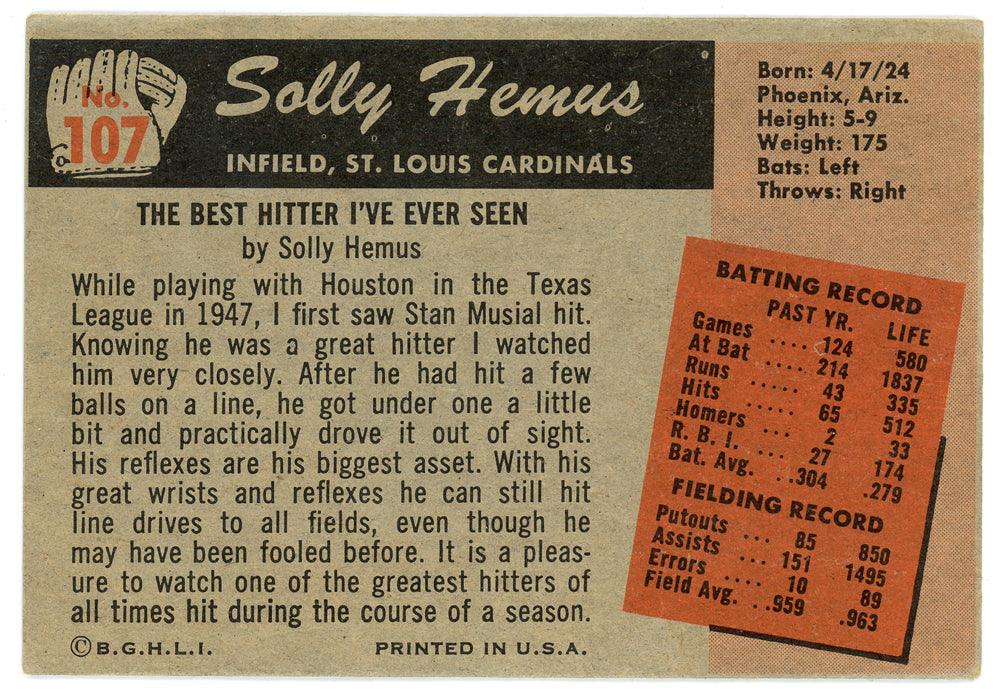 Solly Hemus Autographed 1955 Bowman Card #107 St. Louis Cardinals SKU #144591 - RSA
