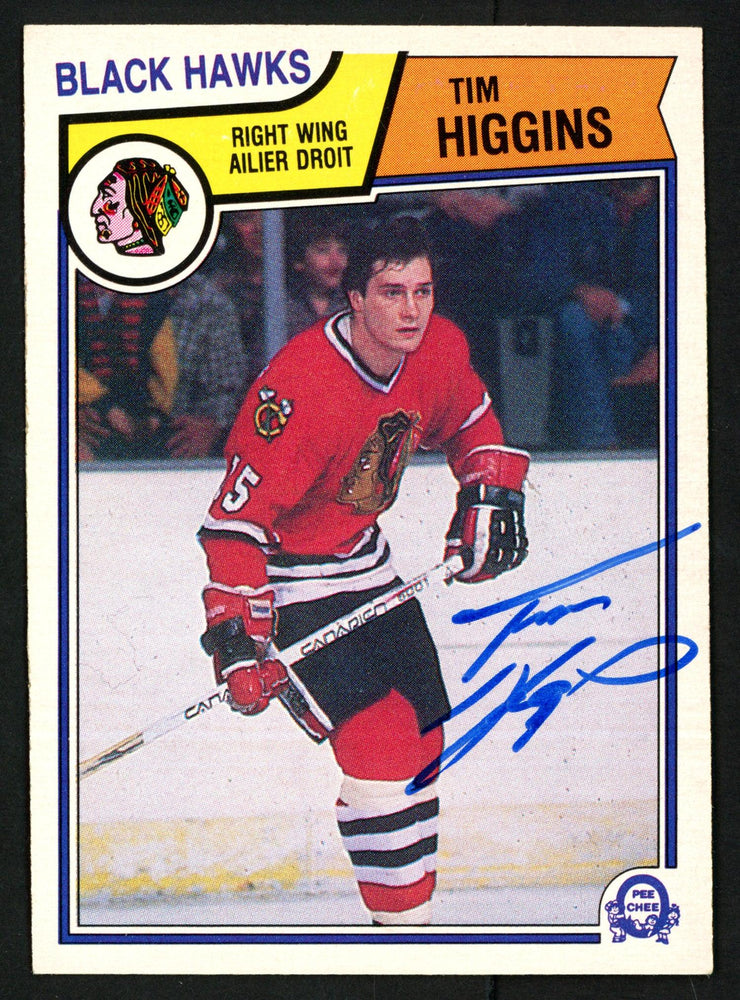 Tim Higgins Autographed 1983-84 O-Pee-Chee Card #104 Chicago Blackhawks SKU #150218 - RSA