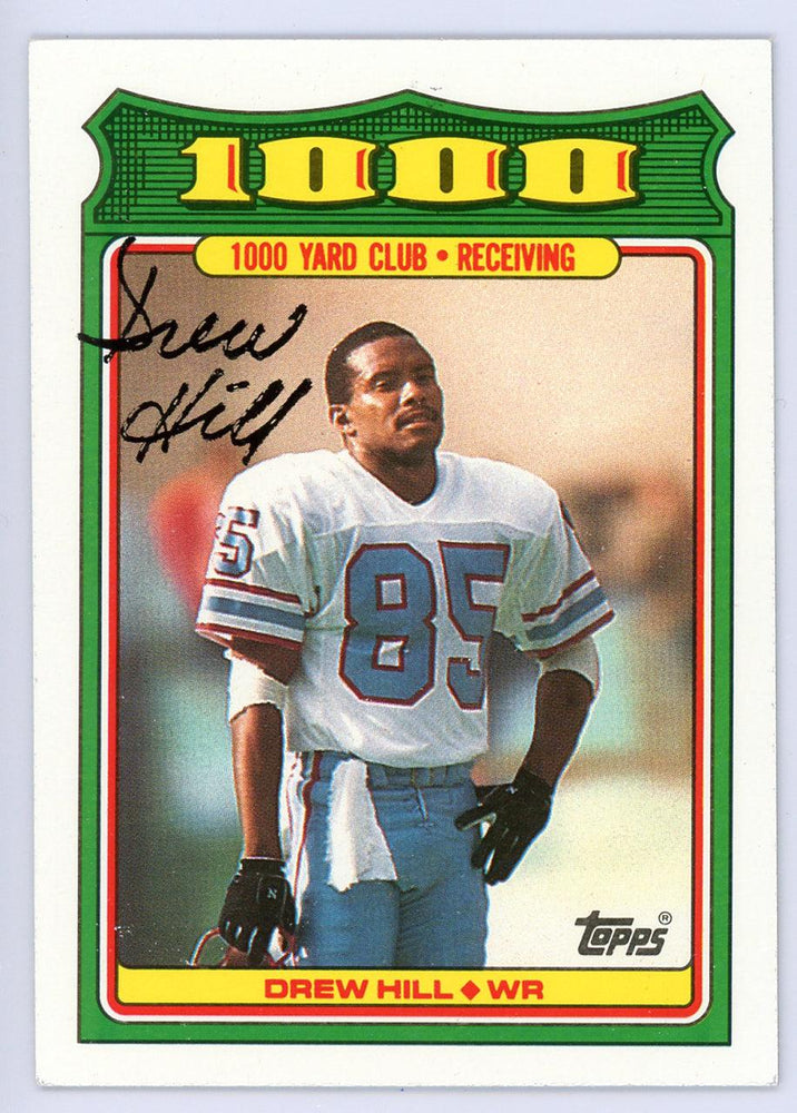 Drew Hill Autographed 1987 Topps 1000 Yard Club Card #7 Houston Oilers SKU #134568 - RSA