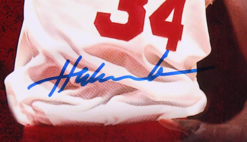 nolan ryanhakeem olajuwonearl campbell signed 16x20 legendary houston 34s photo aiv hou34 left side view