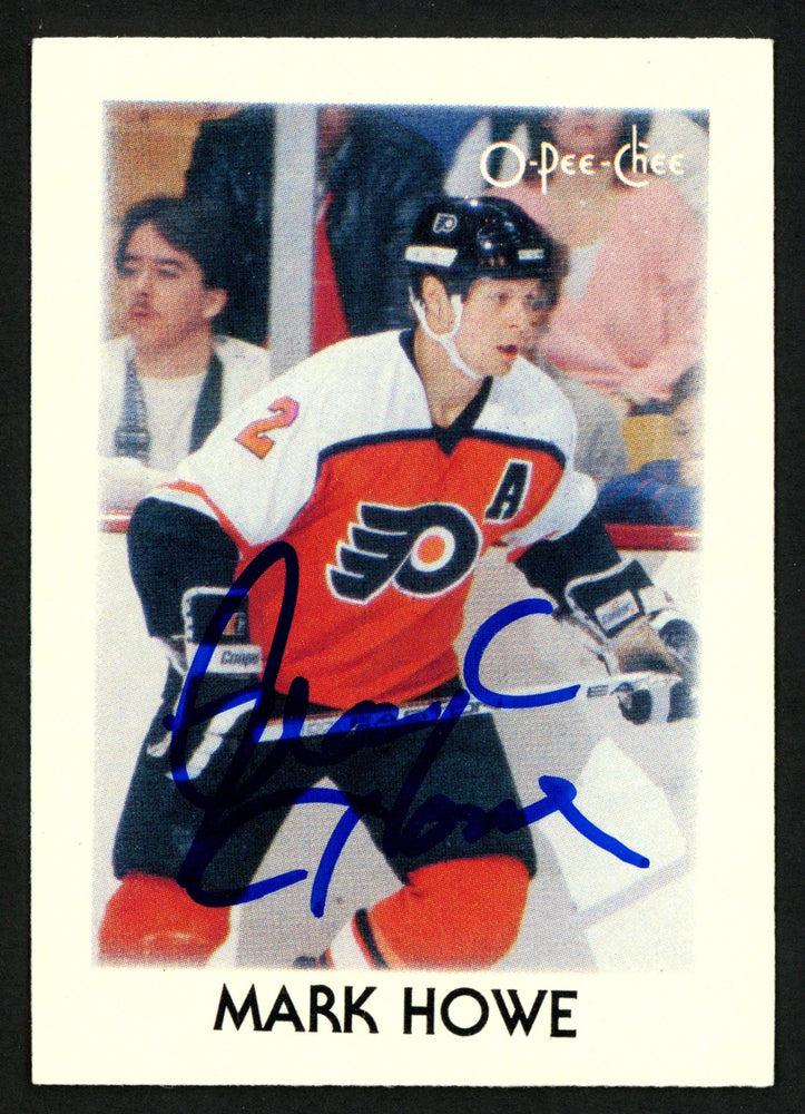 Mark Howe Autographed 1987-88 Mini O-Pee-Chee Card #18 Philadelphia Flyers SKU #151758 - RSA