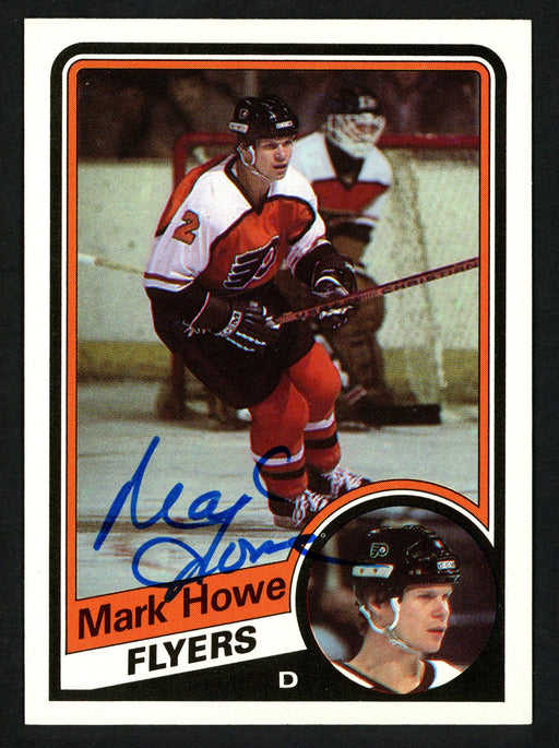 Mark Howe Autographed 1984-85 Topps Card #118 Philadelphia Flyers SKU #151773 - RSA