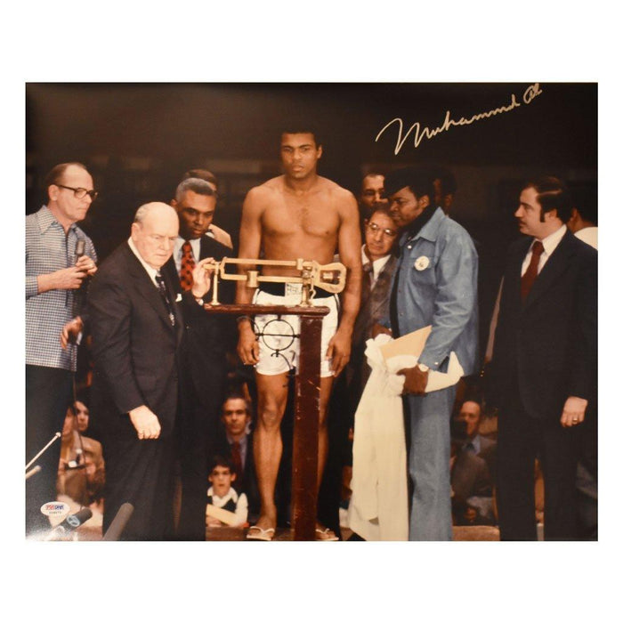 muhammad ali signed 16x20 weigh in psa loa i09073 certificate of authenticity