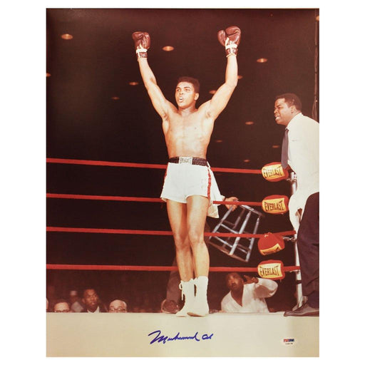 muhammad ali signed 16x20 two arms up psa loa i09178 certificate of authenticity