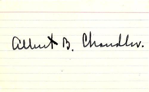AB Happy Chandler Autographed 3x5 Index Card JSA #I49777 - RSA