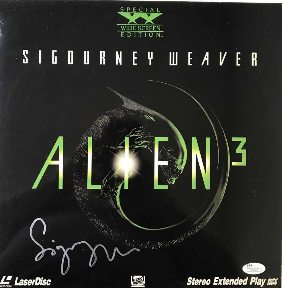 sigourney weaver signed aliens 3 laser disc jsa i61323 certificate of authenticity