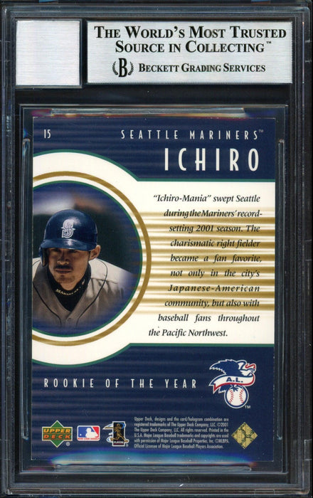Ichiro Suzuki Autographed 2001 Upper Deck Rookie Update Gold Rookie Card #15 Seattle Mariners #7/100 Auto Grade 10 Beckett BAS #12490912 - RSA