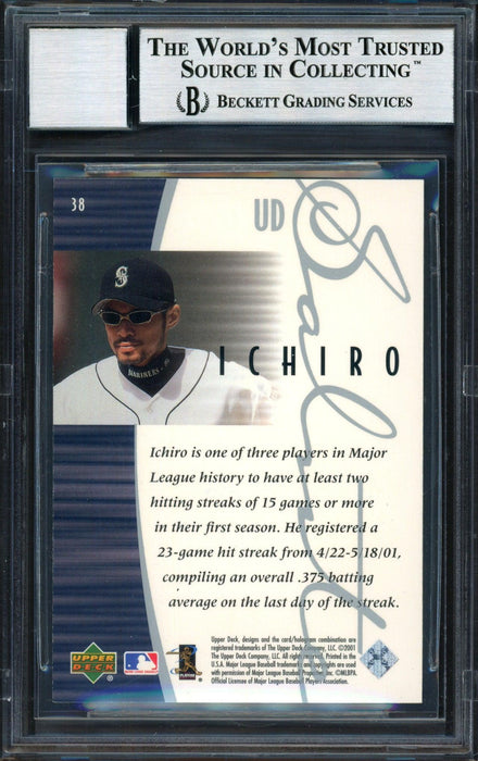 Ichiro Suzuki Autographed 2001 Upper Deck Rookie Update Rookie Card #38 Seattle Mariners Auto Grade 10 Beckett BAS #12490936 - RSA