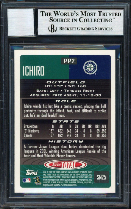 Ichiro Suzuki Autographed 2002 Topps Total Card #PP2 Seattle Mariners Auto Grade 10 Beckett BAS #12490999 - RSA