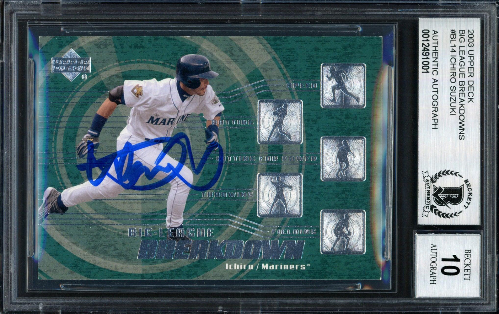Ichiro Suzuki Autographed 2003 Upper Deck Big League Breakdown Card #BL14 Seattle Mariners Auto Grade 10 Beckett BAS #12491001 - RSA