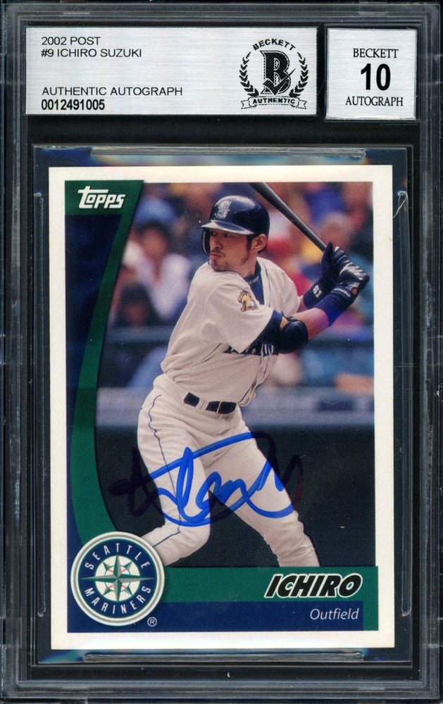 Ichiro Suzuki Autographed 2002 Topps Post Card #9 Seattle Mariners Auto Grade 10 Beckett BAS #12491005 - RSA