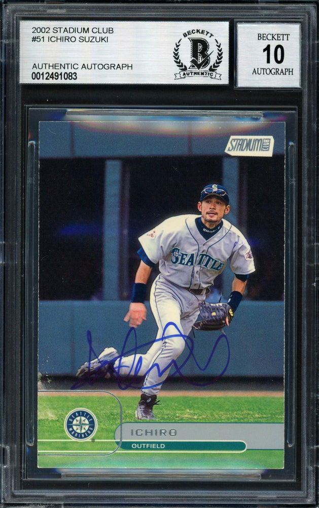 Ichiro Suzuki Autographed 2002 Topps Stadium Club Card #51 Seattle Mariners Auto Grade 10 Beckett BAS #12491083 - RSA