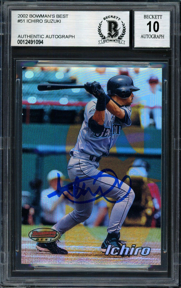 Ichiro Suzuki Autographed 2002 Bowman's Best Card #51 Seattle Mariners Auto Grade 10 Beckett BAS #12491094 - RSA