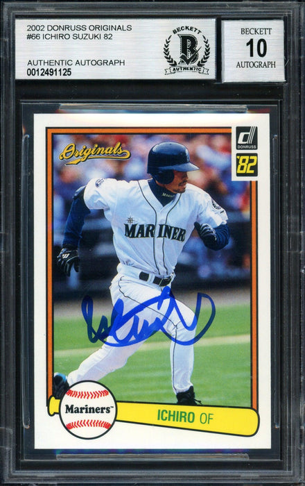 Ichiro Suzuki Autographed 2002 Donruss Originals Card #66 Seattle Mariners Auto Grade 10 Beckett BAS #12491125 - RSA