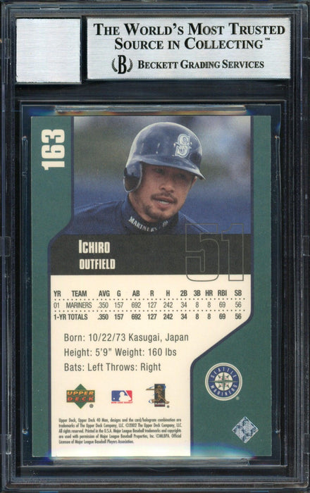 Ichiro Suzuki Autographed 2002 Upper Deck 40 Man Card #163 Seattle Mariners Auto Grade 10 Beckett BAS #12491181 - RSA