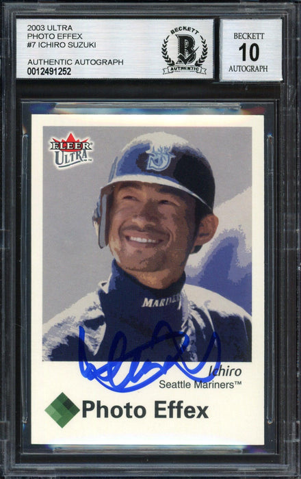 Ichiro Suzuki Autographed 2003 Fleer Ultra Photo Effex Card #7 Seattle Mariners Auto Grade 10 Beckett BAS #12491252 - RSA