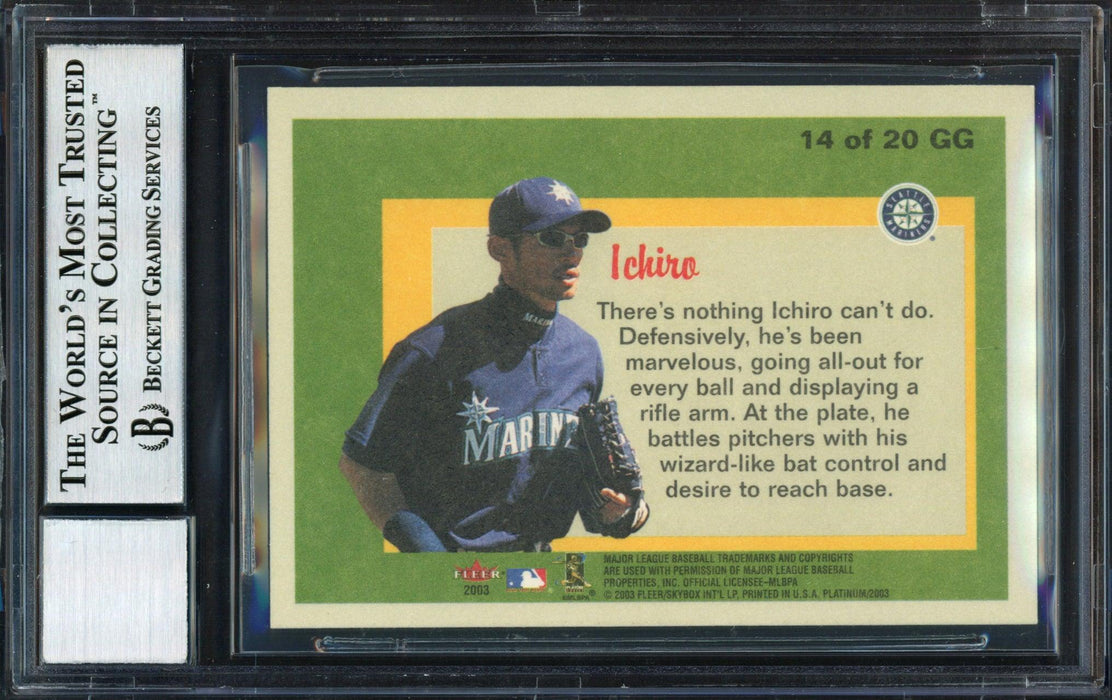 Ichiro Suzuki Autographed 2003 Fleer Platinum Guts and Glory Card #14 Seattle Mariners Auto Grade 10 Beckett BAS #12491254 - RSA