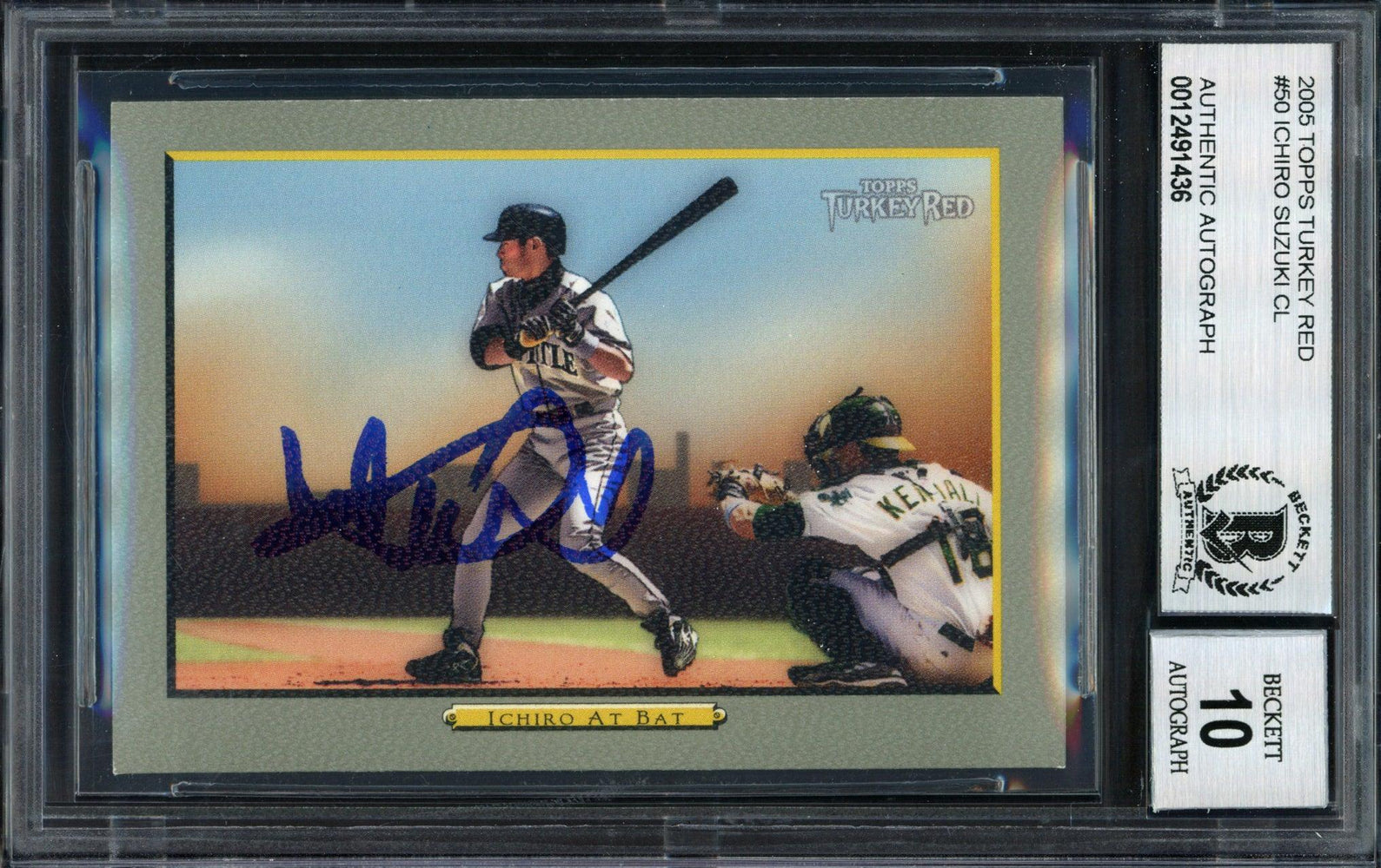 Ichiro Suzuki Autographed 2005 Topps Turkey Red Card #50 Seattle Mariners Auto Grade 10 Beckett BAS #12491436 - RSA