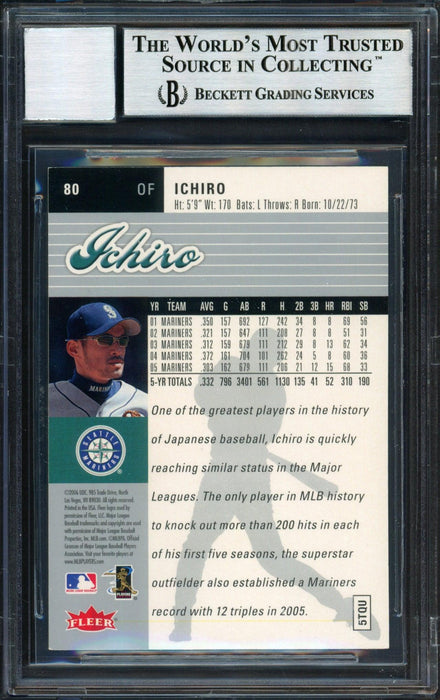 Ichiro Suzuki Autographed 2006 Fleer Ultra Card #80 Seattle Mariners Auto Grade 10 Beckett BAS #12491454 - RSA