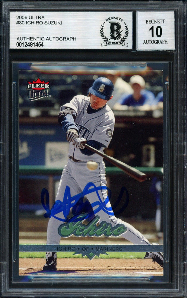 Ichiro Suzuki Autographed 2006 Fleer Ultra Card #80 Seattle Mariners Auto Grade 10 Beckett BAS #12491454 - RSA