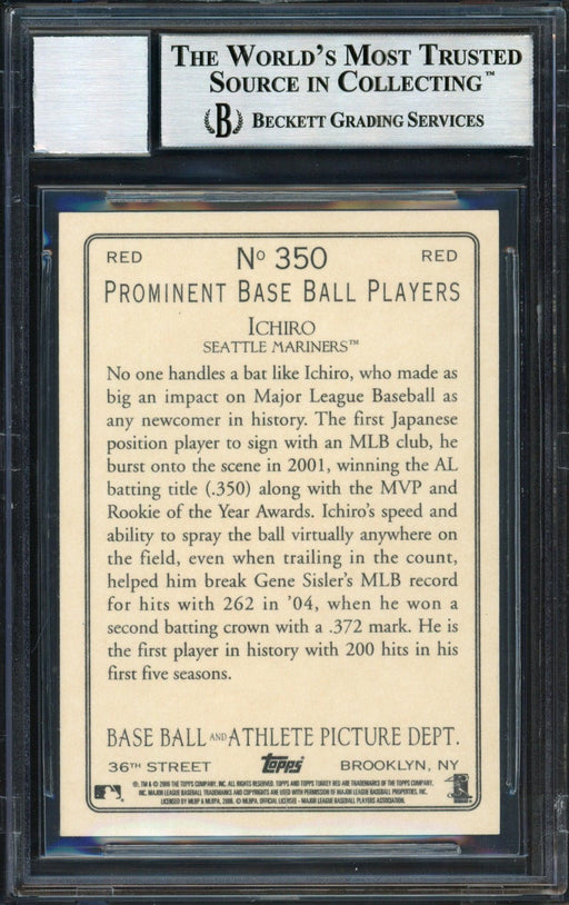 Ichiro Suzuki Autographed 2006 Topps Turkey Red Card #350 Seattle Mariners Auto Grade 10 Beckett BAS #12491468 - RSA