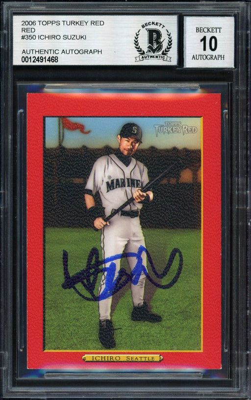 Ichiro Suzuki Autographed 2006 Topps Turkey Red Card #350 Seattle Mariners Auto Grade 10 Beckett BAS #12491468 - RSA