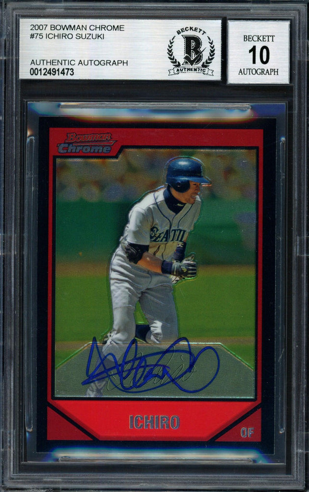 Ichiro Suzuki Autographed 2007 Bowman Chrome Card #75 Seattle Mariners Auto Grade 10 Beckett BAS #12491473 - RSA