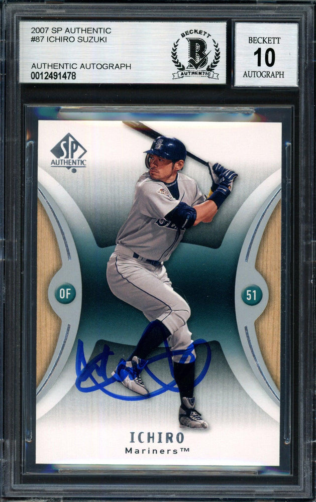 Ichiro Suzuki Autographed 2007 SP Authentic Card #87 Seattle Mariners Auto Grade 10 Beckett BAS #12491478 - RSA