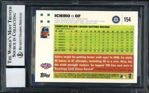Ichiro Suzuki Autographed 2007 Topps Opening Day Card #154 Seattle Mariners Auto Grade 10 Beckett BAS #12491485 - RSA