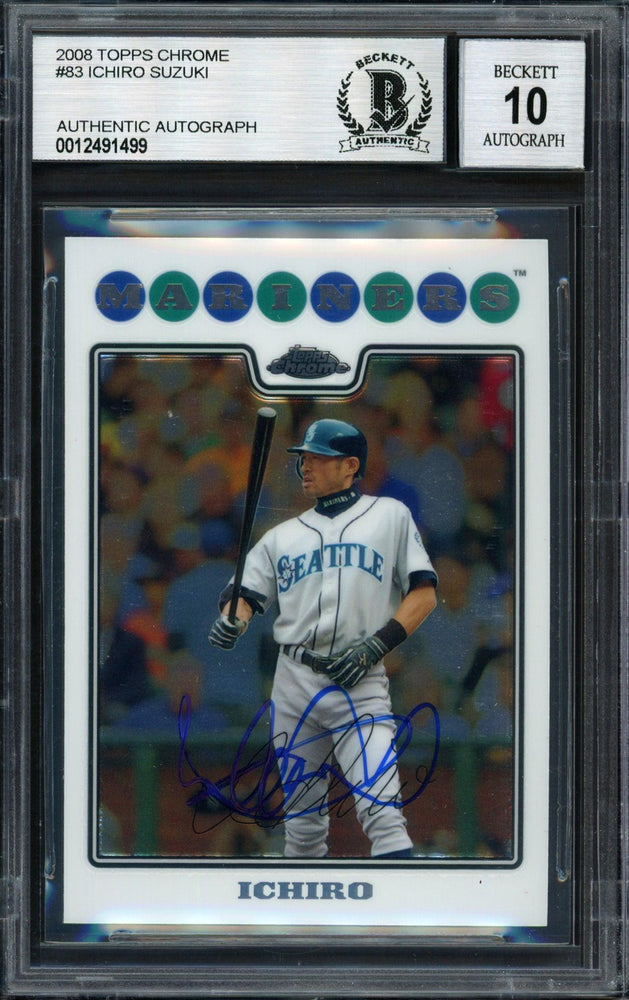 Ichiro Suzuki Autographed 2008 Topps Chrome Card #83 Seattle Mariners Auto Grade 10 Beckett BAS #12491499 - RSA